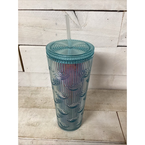 Starbucks Iridescent Mermaid Scale Venti Cold Cup Tumbler 24 Oz Lid Spring 2022 - Picture 3 of 4